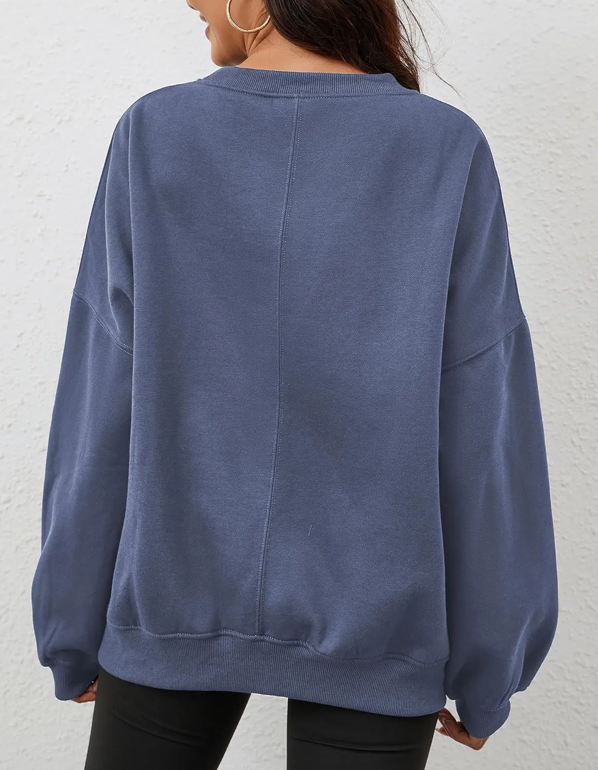 Women’s Oversized Sweatshirt Crewneck Pullover Top Casual Drop Shoulder Crew Neck Plain Shirt 2025 Fall Clothes