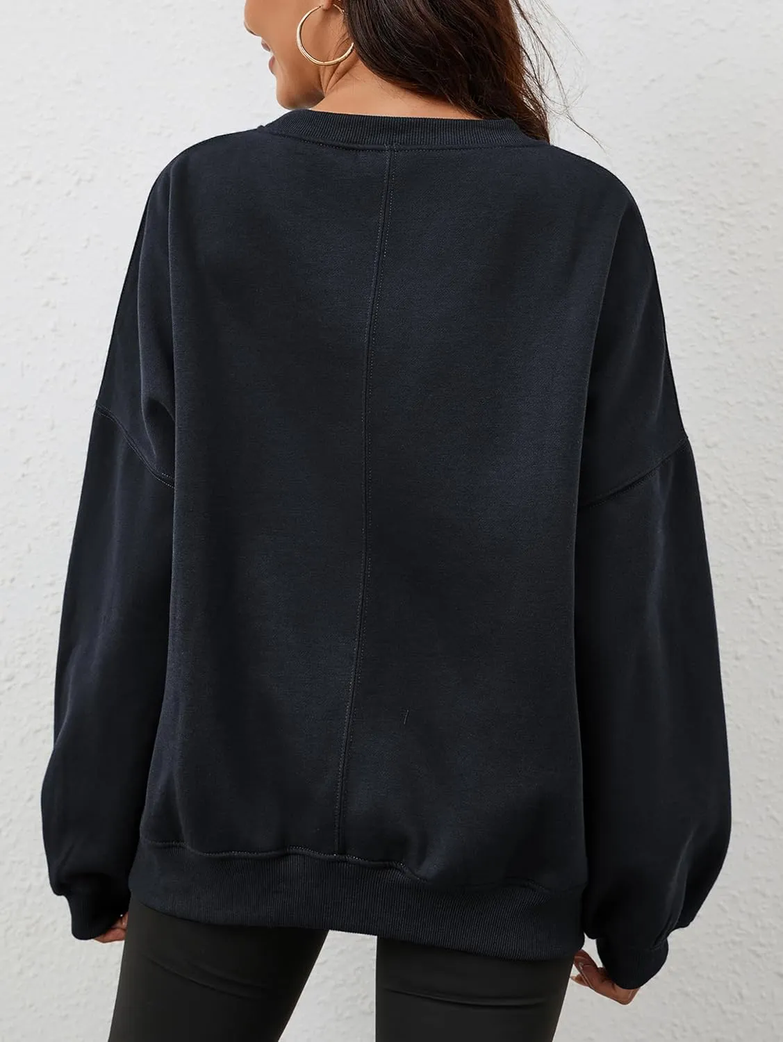 Women’s Oversized Sweatshirt Crewneck Pullover Top Casual Drop Shoulder Crew Neck Plain Shirt 2025 Fall Clothes