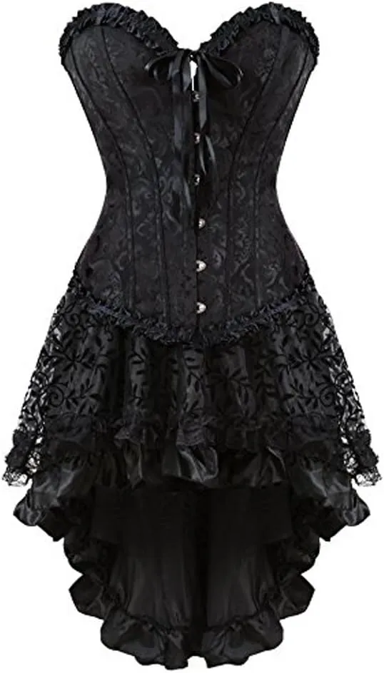 Women's Renaissance Skirt Black Lace Victoria Gothic Long Maxi Skirt Party