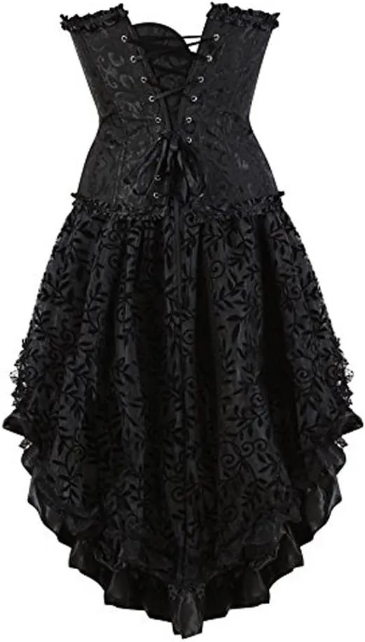 Women's Renaissance Skirt Black Lace Victoria Gothic Long Maxi Skirt Party