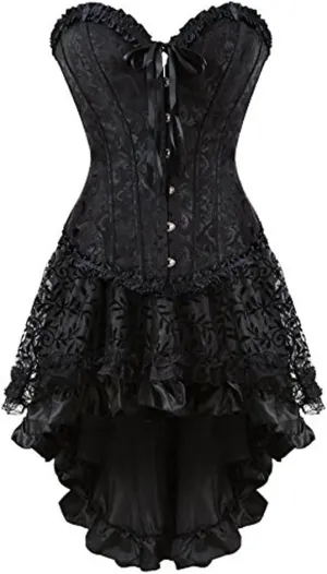 Women's Renaissance Skirt Black Lace Victoria Gothic Long Maxi Skirt Party