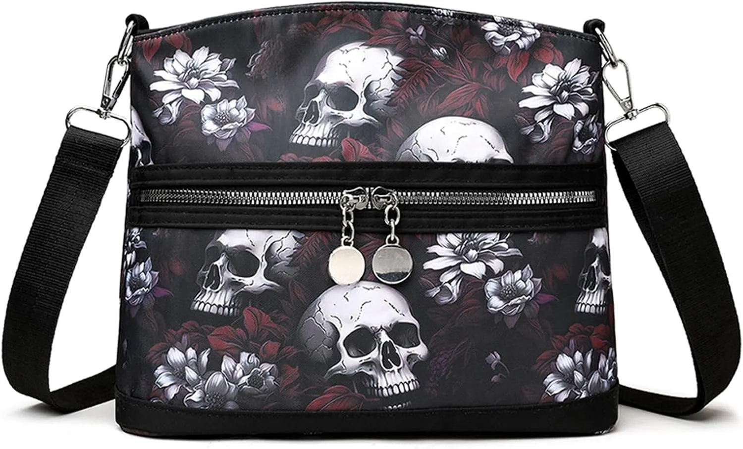 Women's Skull Shoulder Bag, Gothic Skull Wallet Y2k Backpack Street Hippie Backpack (red,One Size)