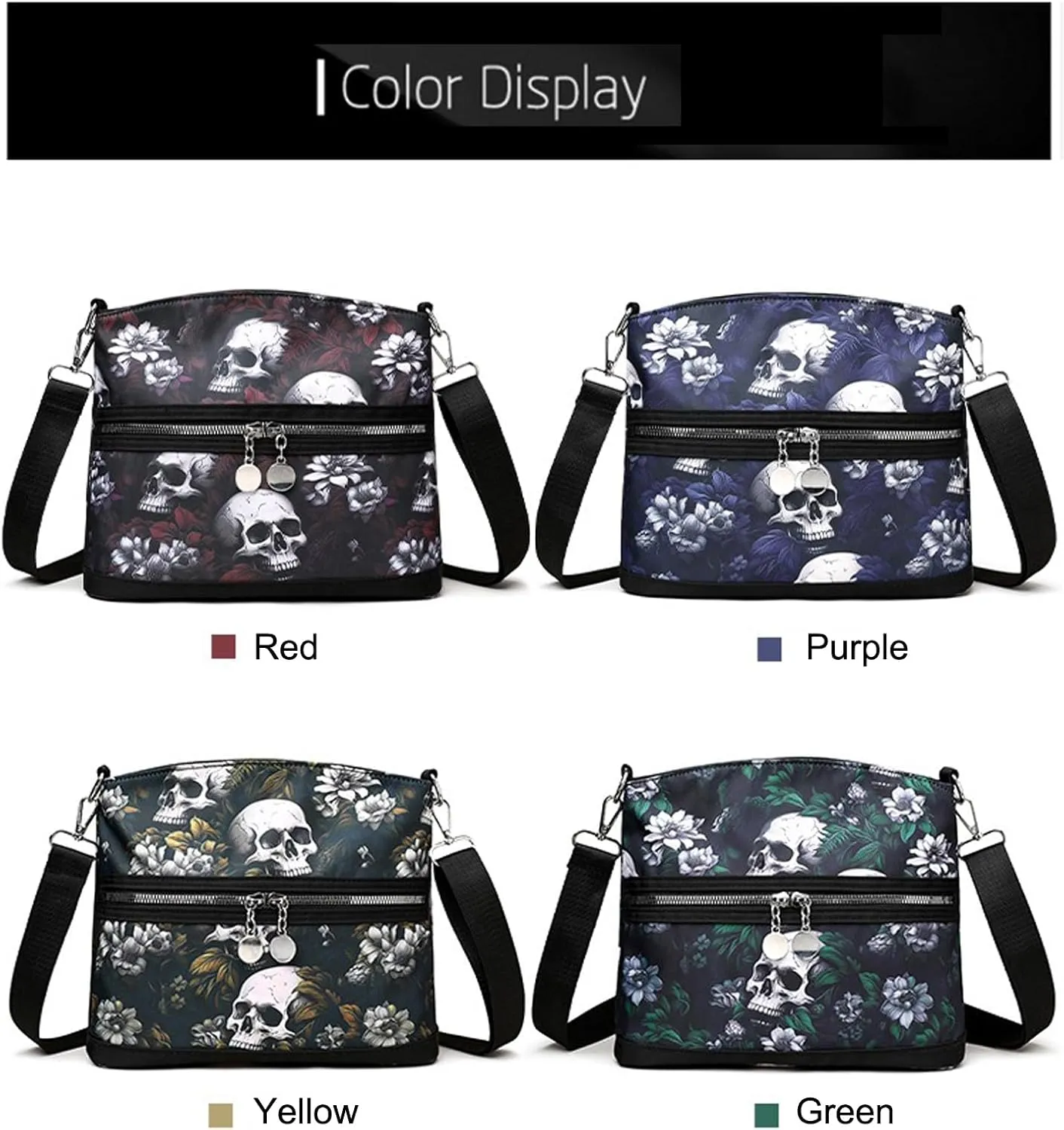 Women's Skull Shoulder Bag, Gothic Skull Wallet Y2k Backpack Street Hippie Backpack (red,One Size)