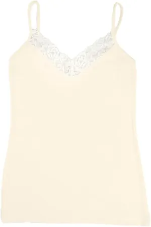 Women's Thermal Base Layer Top - Lightweight Moisture Wicking Merino Wool Silk Sleeveless Undershirt Cami with Lace