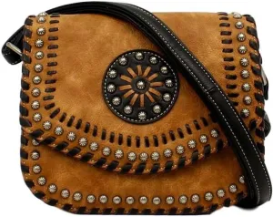 Women's Western Vanessa Conceal Carry Messenger Bag Brown One Size
