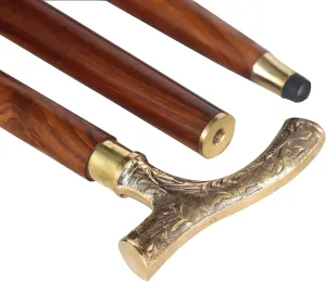 Wooden Walking Stick | Wood Walking Stick with Brass Handle | Handmade Walking Stick | Walking Canes | Decorative Walking Canes | Walking Sticks for Man and Woman