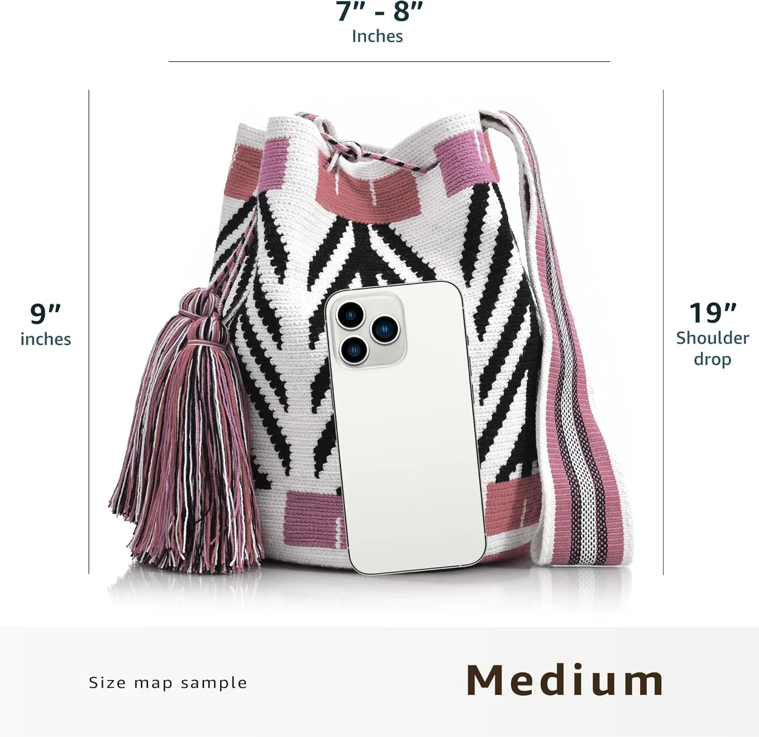 WYOU Designer Collection Hobo Bag Wayuu Crochet, Medium