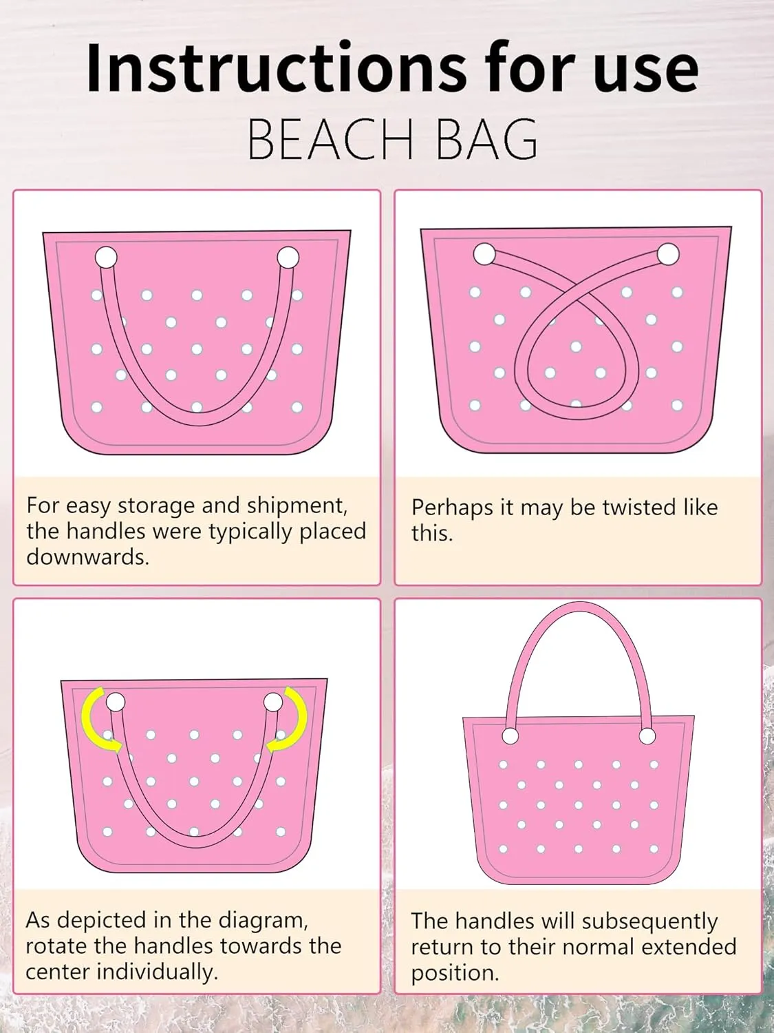 X Large Rubber Tote Bag Rubber Beach Bag, Travel Bag, Shopping Bag, Sports Bag Washable Handbag Storage Bag for Pool