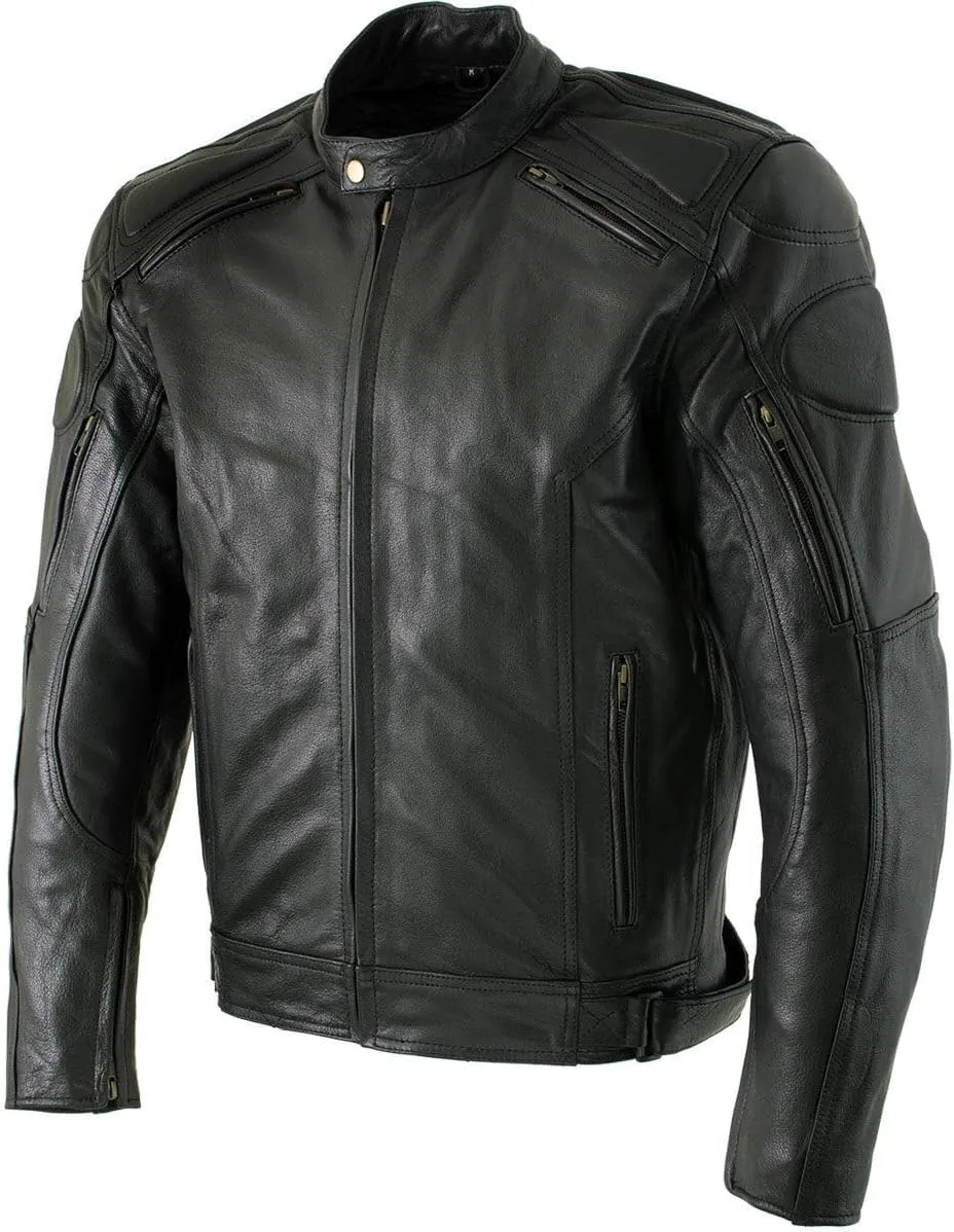 Xelement 'Executioner' Street Bike Jacket with Armor - Premium Armored Leather Motorcycle Jacket for Men - B7366