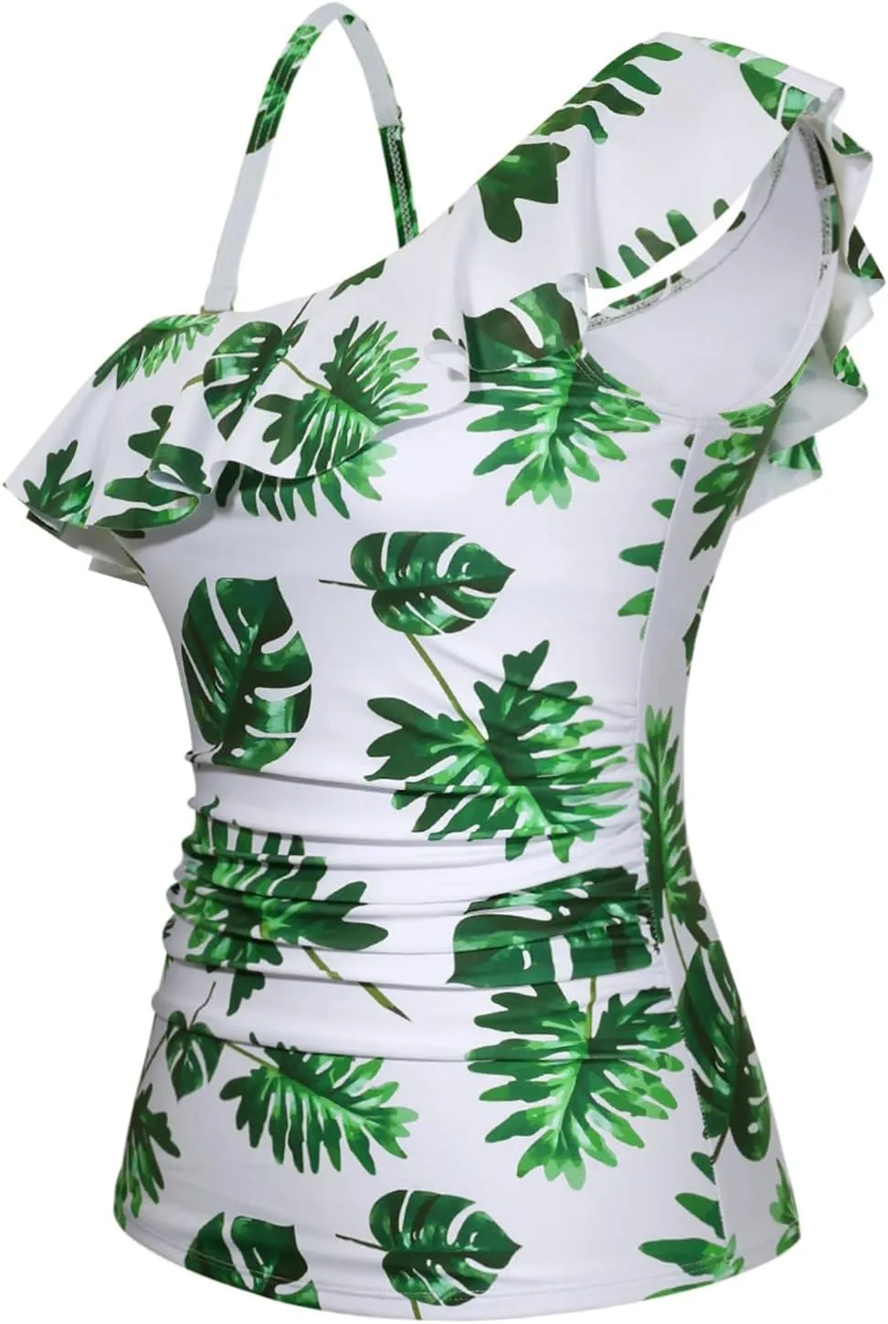 Yonique Womens One Shoulder Tankini Swim Tops Ruffle Bathing Suit Tops No Bottoms