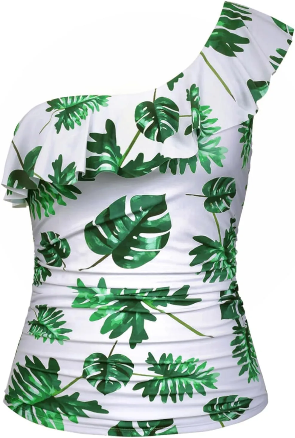 Yonique Womens One Shoulder Tankini Swim Tops Ruffle Bathing Suit Tops No Bottoms