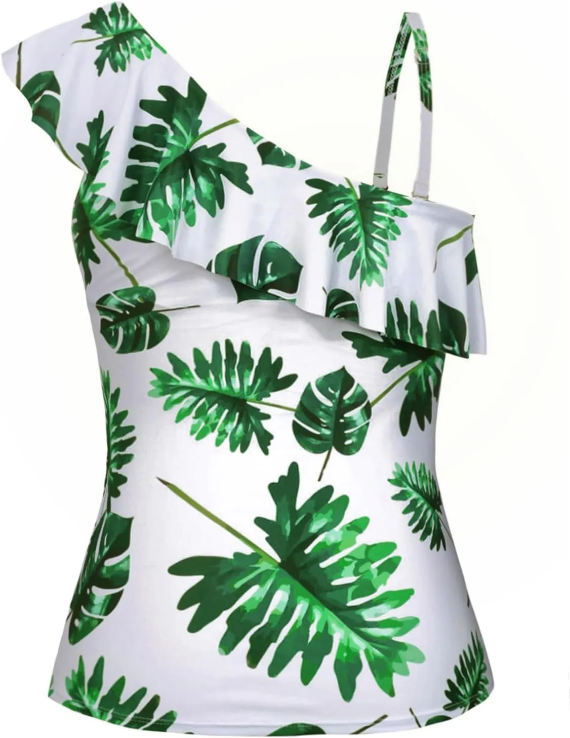 Yonique Womens One Shoulder Tankini Swim Tops Ruffle Bathing Suit Tops No Bottoms