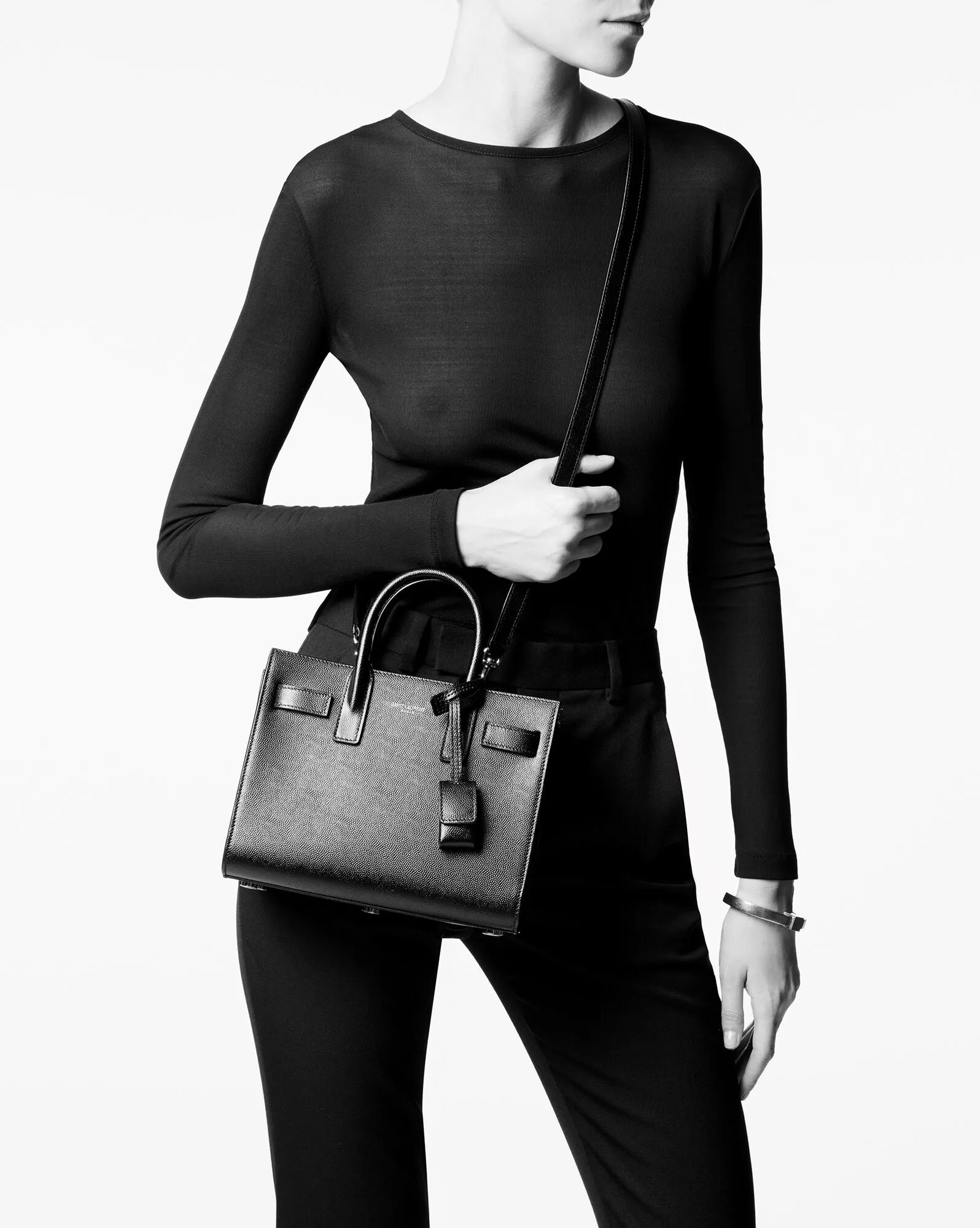 YSL SAINT LAURENT SAC DE JOUR NANO LEATHER SATCHEL