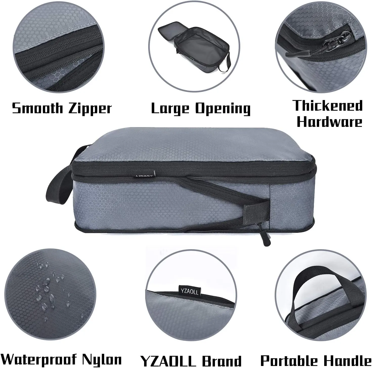 YZAOLL 3 Set/6 Set/7 Set Compression Packing Cubes Travel Accessories Expandable Packing Organizers,Travel Essentials for Carry on 3 Set Gray