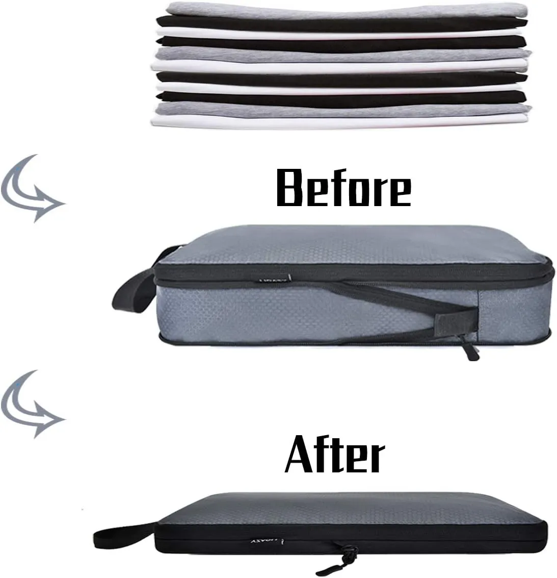 YZAOLL 3 Set/6 Set/7 Set Compression Packing Cubes Travel Accessories Expandable Packing Organizers,Travel Essentials for Carry on 3 Set Gray