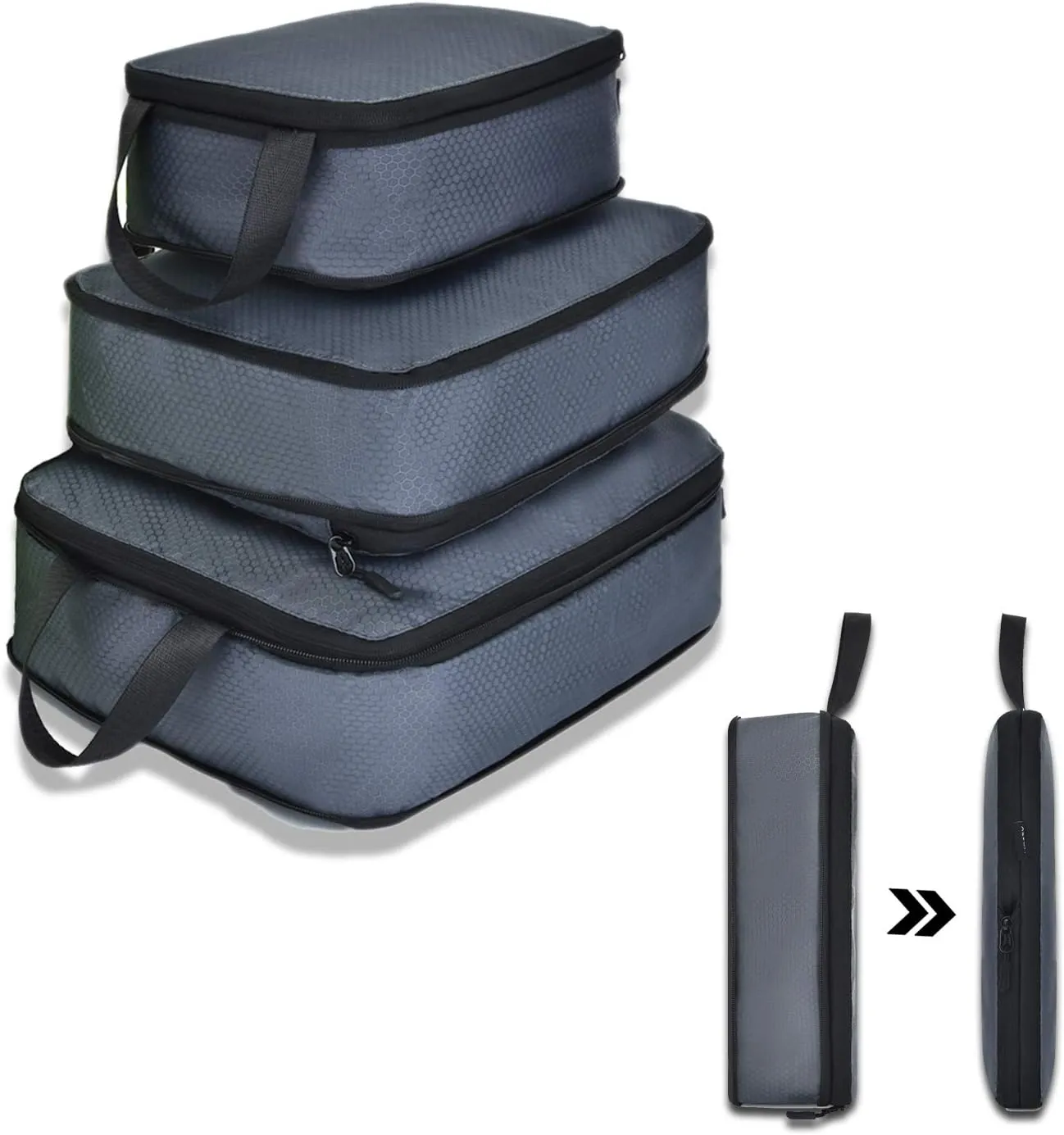 YZAOLL 3 Set/6 Set/7 Set Compression Packing Cubes Travel Accessories Expandable Packing Organizers,Travel Essentials for Carry on 3 Set Gray