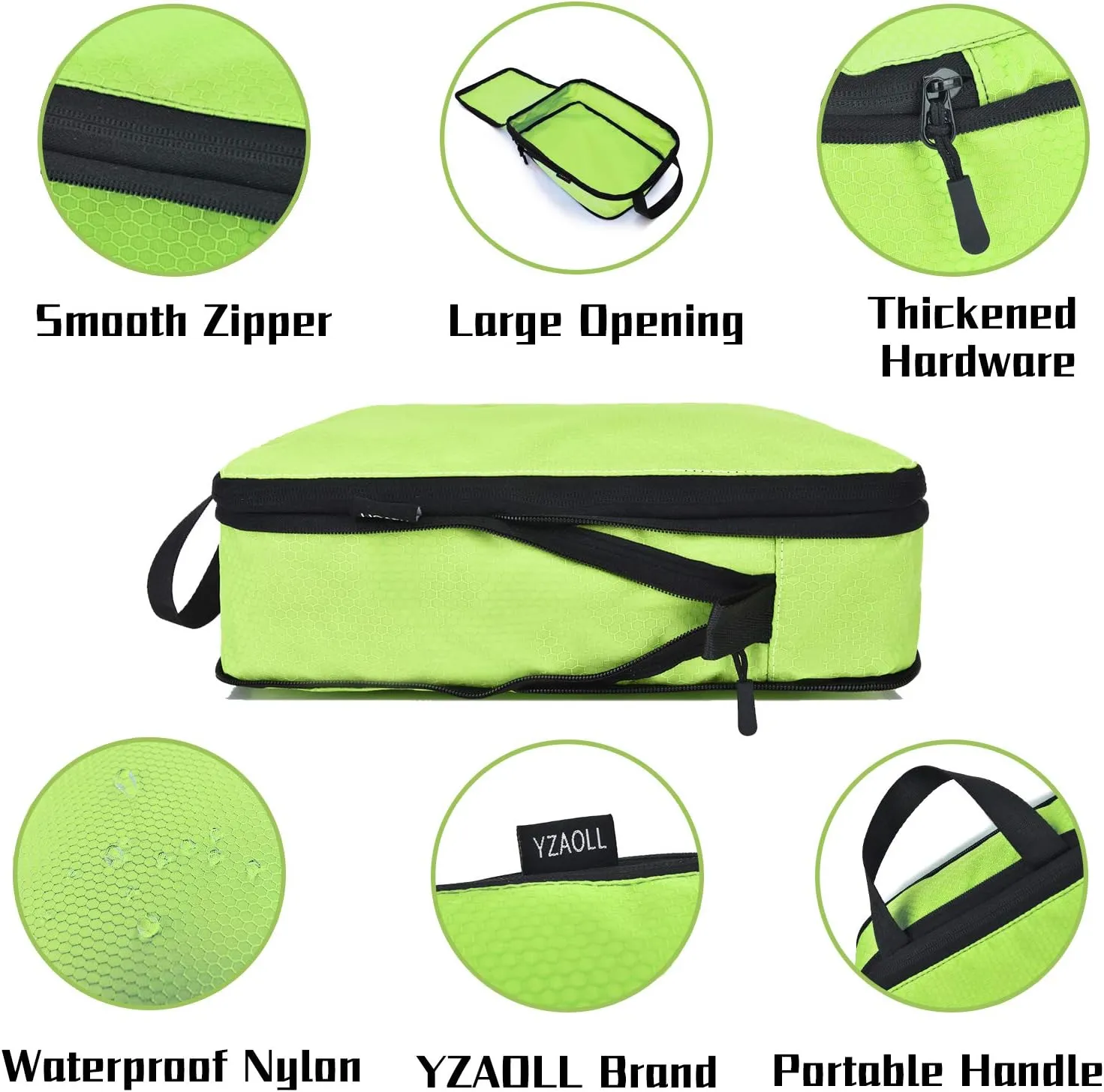 YZAOLL 3 Set/6 Set/7 Set Compression Packing Cubes Travel Accessories Expandable Packing Organizers,Travel Essentials for Carry on 3 Set Green