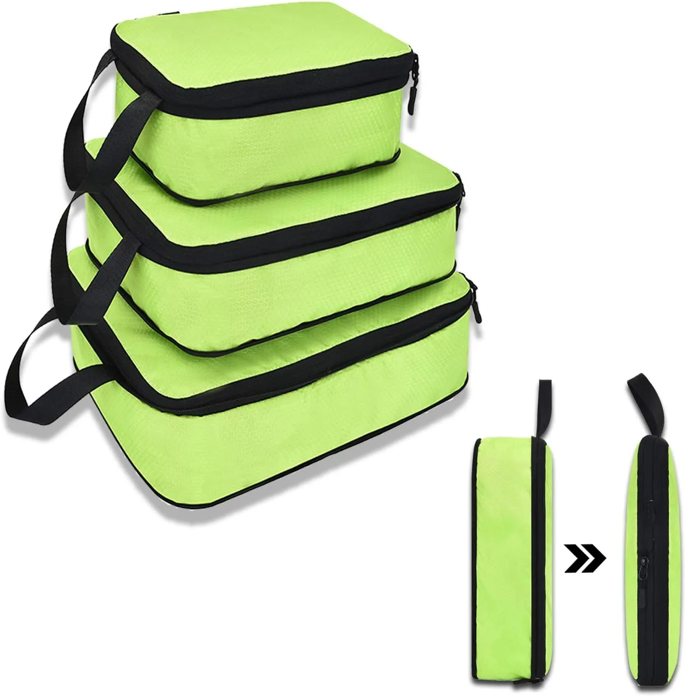 YZAOLL 3 Set/6 Set/7 Set Compression Packing Cubes Travel Accessories Expandable Packing Organizers,Travel Essentials for Carry on 3 Set Green