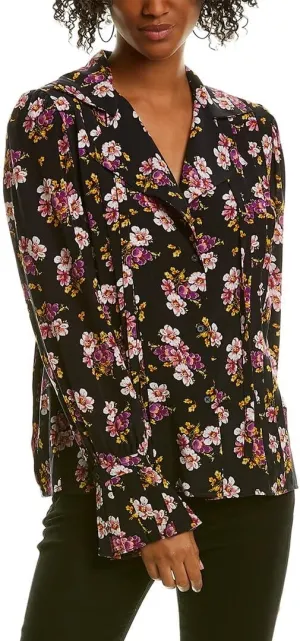 Zadig & Voltaire Womens Tessa Small Peonies Tunic, S, Black