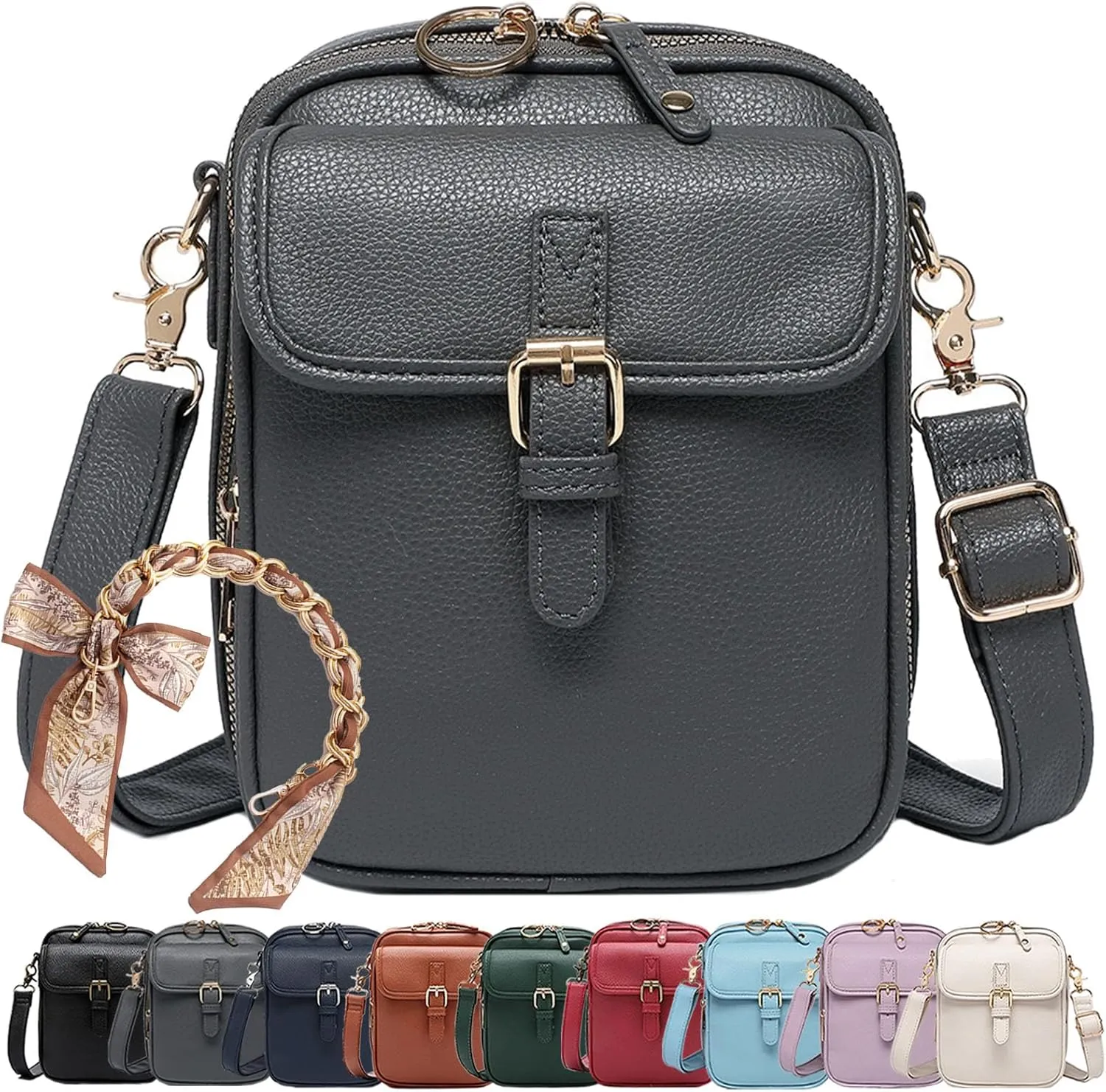 Zealburst Crossbody Leather Bag, Collaboraten1 Urvashi Crossbody Leather Bag for Women, Built in Wallet, Vegan Anti-Theft