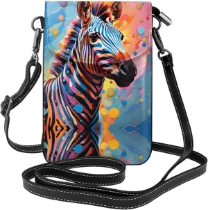Zebra Doodle Small Crossbody Bags for Women Travel Cell Phone Pouch PU Leather Cross Body Bag Adjustable Shoulder Strap Phone Purses Lightweight Wallet Purse with Credit Card Slots