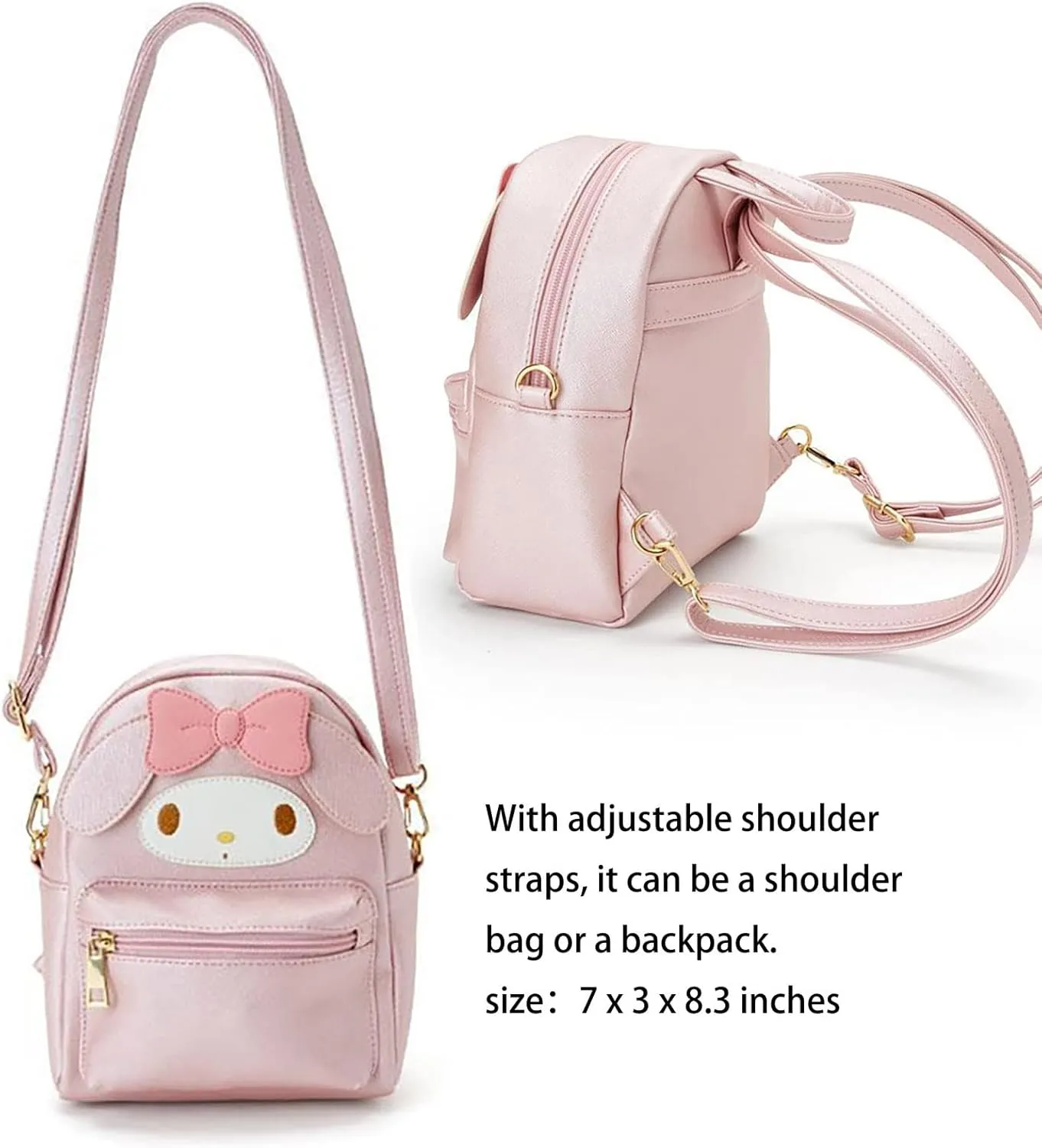 ZJYJING Cartoon Anime Mini Cute PU Backpack Shoulder Bag Backpack Handbag for Kids Girls Cosplay (Pink)
