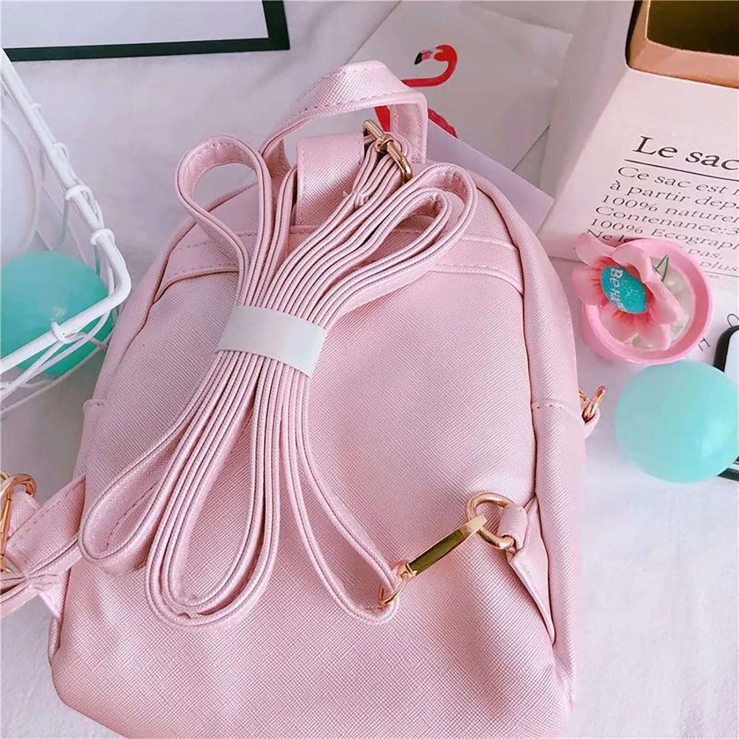ZJYJING Cartoon Anime Mini Cute PU Backpack Shoulder Bag Backpack Handbag for Kids Girls Cosplay (Pink)
