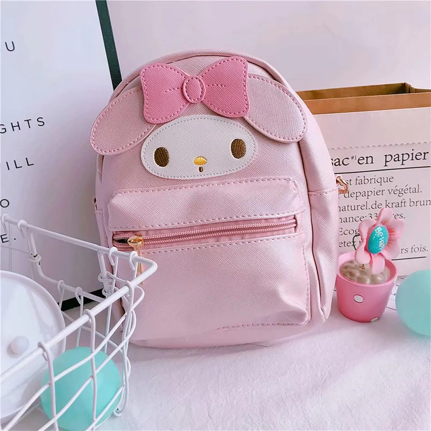ZJYJING Cartoon Anime Mini Cute PU Backpack Shoulder Bag Backpack Handbag for Kids Girls Cosplay (Pink)