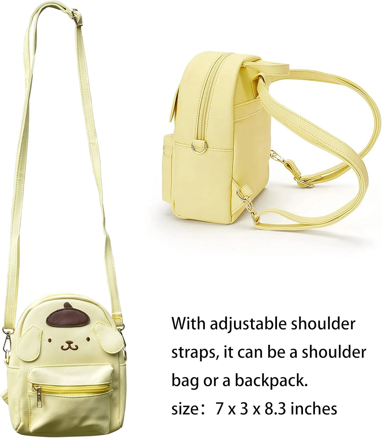 ZJYJING Cartoon Anime Mini Cute PU Backpack Shoulder Bag Backpack Handbag for Kids Girls Cosplay (Yellow)